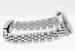 ROLEX LADIES DATEJUST STAINLESS STEEL QS WATCH, BLUE DIAMOND DIAL, DIAMOND BEZEL