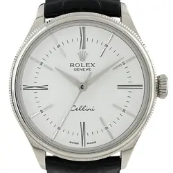 ROLEX CELLINI TIME 50509 WHITE MANUAL CASE SIZE 39MM MEN'S USED WATCH #71014