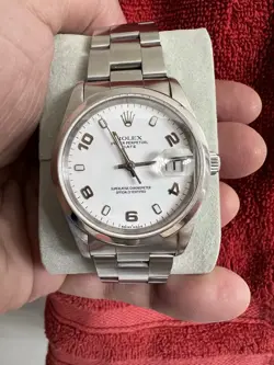 ROLEX OYSTER PERPETUAL DATE STAINLESS 15200 34MM SILVER DIAL ~ AUCTION PAPERS