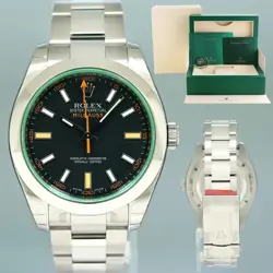 STICKERS NEW ROLEX MILGAUSS 116400 BLACK GREEN 40MM STEEL ANTI-MAGNETIC WATCH
