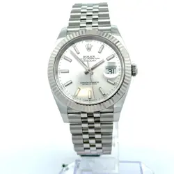 ROLEX DATEJUST 126334 SILVER STICK DIAL FLUTED BEZEL 41MM STAINLESS STEEL