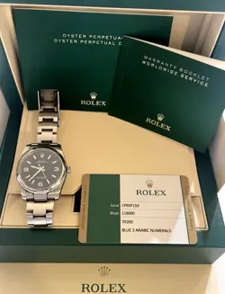 ROLEX OYSTER PERPETUAL 36MM BLUE DIAL STAINLESS STEEL MENS WATCH 116000