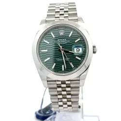 ROLEX DATEJUST 41MM 126300 GREEN MOTIF DIAL STAINLESS STEEL JUBILEE SMOOTH BEZEL