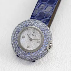 Rolex Lady Cellini Orchid 6201 MOP Diamond Dial Sapphire Bezel 18K Gold Serviced