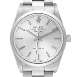 ROLEX AIR KING SILVER DIAL SMOOTH BEZEL STEEL AUTOMATIC MENS WATCH 14000
