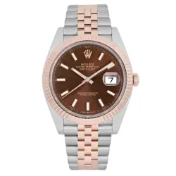 ROLEX DATEJUST 41 MM EVEROSE GOLD STEEL CHOCOLATE DIAL MENS WATCH 126331