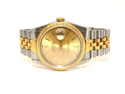 1989 ROLEX 16233 DATEJUST 36MM JUBILEE GOLD STEEL CHAMPAGNE MEN WATCH #WI362