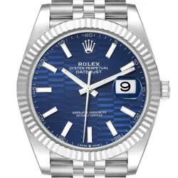ROLEX DATEJUST 41 STEEL WHITE GOLD FLUTED MOTIF DIAL MENS WATCH 126334 BOX CARD