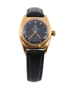 ROLEX OYSTER PERPETUAL BUBBLEBACK 18K ROSE GOLD WATCH 5052