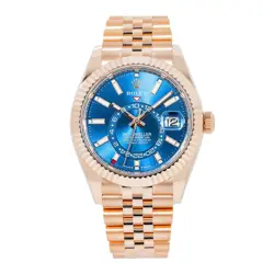 ROLEX SKY-DWELLER WATCH 42MM BLUE INDEX HOUR MARKERS DIAL ROSE GOLD