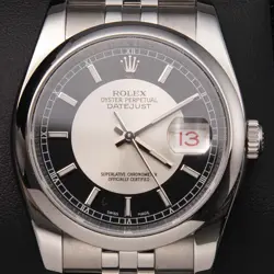 ROLEX DATEJUST 36MM 116200 TUXEDO INDEX DIAL JUBILEE WATCH, BOX & PAPER