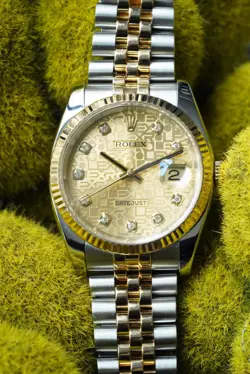 ROLEX DATEJUST 36MM 116233 18K GOLD CHAMPAGNE ANNIVERSARY JUBILEE DIAMOND DIAL