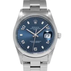 ROLEX OYSTER PERPETUAL DATE 34 15200 BLUE WATCH 674926