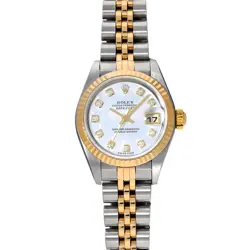 ROLEX DATEJUST 79173NG WHITE SHELL/DIAMOND WATCH 673981