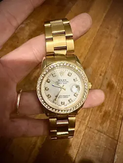 LUXURY ROLEX LADIES PRESIDENT OYSTER WHITE DIAMOND DIAL BEZEL 18K YELLOW GOLD