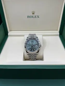ROLEX DATE JUST 41MM FLUTED MINT GREEN DIAL JUBILEE 126334 PRE-OWNED 2025