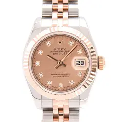 ROLEX DATEJUST 10P DIAMOND D AUTOMATIC GOLD DUST SHELL DIAL SS X PG 179171NG 644