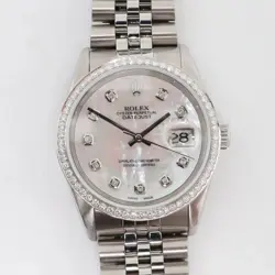 1990S ROLEX 16200 DATEJUST 36MM CUSTOM DIAL AND BEZEL STEEL DIAMOND MOP WATCH