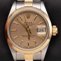 ROLEX DATEJUST 26MM 69163 CHAMPAGNE TAPESTRY INDEX DIAL TWO-TONE OYSTER WATCH