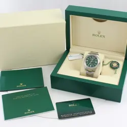 ROLEX OYSTER PERPETUAL 124300 GREEN DIAL STAINLESS STEEL W/BOX WARRANTY CARD