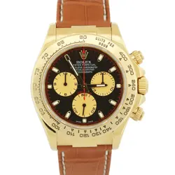 ROLEX DAYTONA COSMOGRAPH PAUL NEWMAN BLACK 18K YELLOW GOLD LEATHER 116518 BOX