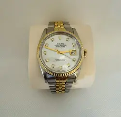 ROLEX DATEJUST 36MM 16233 MOP DIAMOND DIAL FLUTED 18K GOLD & STAINLESS JUBILEE