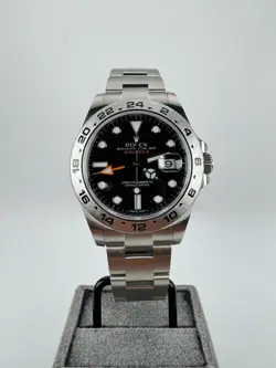 ROLEX EXPLORER 216570 SILVER OYSTER BRACELET WITH BLACK DIAL