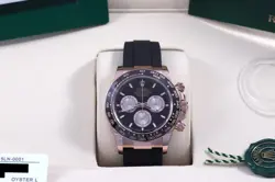 ROLEX DAYTONA ROSE GOLD BLACK/SUNDUST DIAL CERAMIC OYSTERFLEX BOX/CARD 126515LN