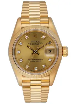 ROLEX DATEJUST 69178 18K YELLOW GOLD DIAMOND CHAMPAGNE DIAL LADIES WATCH BOX PAP