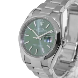 ROLEX DATEJUST 36MM STAINLESS STEEL GREEN DIAL & SMOOTH BEZEL 126200