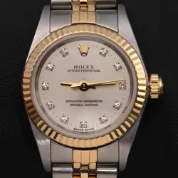 ROLEX OYSTER PERPETUAL 26MM 76193 SILVER DIAMOND DIAL JUBILEE WATCH, BOX & PAPER