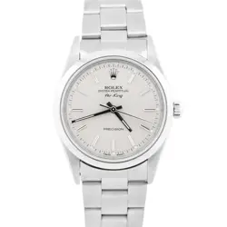 ROLEX AIR-KING PRECISION SILVER STAINLESS STEEL 3-6-9 OYSTER 34MM WATCH 14000