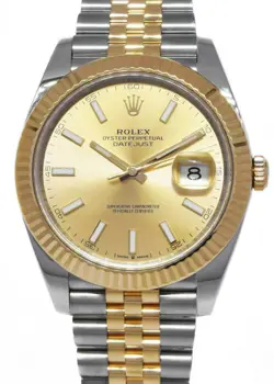 ROLEX DATEJUST 41 18K YELLOW GOLD/STEEL CHAMPAGNE DIAL JUBILEE WATCH 126333