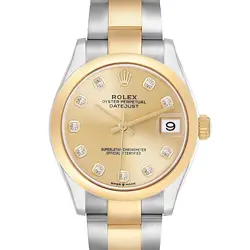 ROLEX DATEJUST MIDSIZE STEEL YELLOW GOLD DIAMOND LADIES WATCH 278243