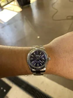 ROLEX MEN'S DATEJUST 36MM STAINLESS STEEL WATCH BLUE DIAL, AUTOMATIC, OYSTER