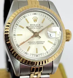LADIES S/STEEL & 18K ROLEX DATEJUST AUTOMATIC WATCH REF 69173* EXLNT* E SERIES