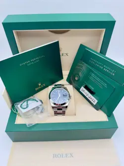 ROLEX DATEJUST 41MM FULL SET BOX & PAPERS DISCONTINUED BLUE MOTIF DIAL 126300