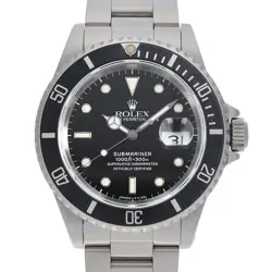 ROLEX SUBMARINER DATE 16610 BLACK ALL TRITIUM E NUMBER SECOND HAND MENS