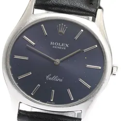 ROLEX CELLINI 3806 K18WG CAL.1600 NAVY DIAL HAND WINDING MEN'S WATCH_893136