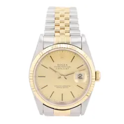 ROLEX DATEJUST 36MM CHAMPAGNE DIAL 18K YELLOW GOLD & STAINLESS STEEL MEN'S WATCH