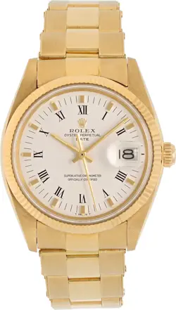 ROLEX DATE 1503 18K YELLOW GOLD WHITE DIAL 34MM AUTOMATIC WATCH