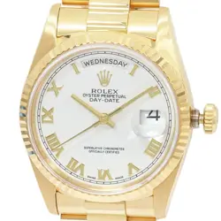 ROLEX DAY-DATE 18238 CHRONOMETER WHITE DIAL 35MM AUTOMATIC MEN'S WATCH
