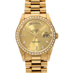 ROLEX DAY-DATE 18348A CHAMPAGNE/DIAMOND DIAL 36MM AUTOMATIC MEN'S WATCH