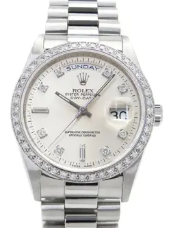 ROLEX DAY-DATE 18346A 10P DIAMOND & BEZEL DIAMOND 36MM AUTOMATIC MEN'S WATCH