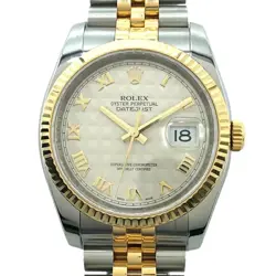 ROLEX DATEJUST 116233 IVORY PYRAMID DIAL 36MM AUTOMATIC MEN'S WATCH
