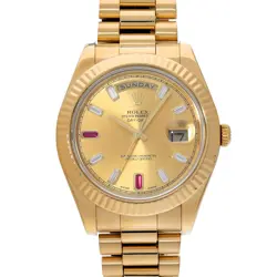 ROLEX DAY-DATE II 218238BG RANDOM SERIAL CHAMPAGNE/DIAMOND/RUBY MENS WATCHES...