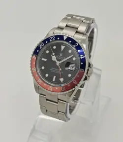 ROLEX 16710 GMT-MASTER II PEPSI 40MM STEEL WATCH B&PS 2005
