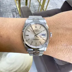 ROLEX DATEJUST 36MM 16200 SILVER DIAL JUBILEE STAINLESS STEEL WATCH