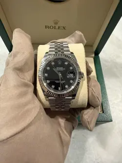 ROLEX DATEJUST 126334 2020 CARD JUBILEE BLACK DIAMOND DIAL AUTO MEN'S WATCH 41MM