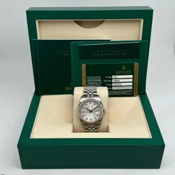 ROLEX DATEJUST 116234 STEEL 18K WHITE GOLD SILVER DIAMOND JUBILEE DIAL WATCH